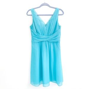Dove & Dahlia Blue Chiffon Formal Bridesmaid Dress